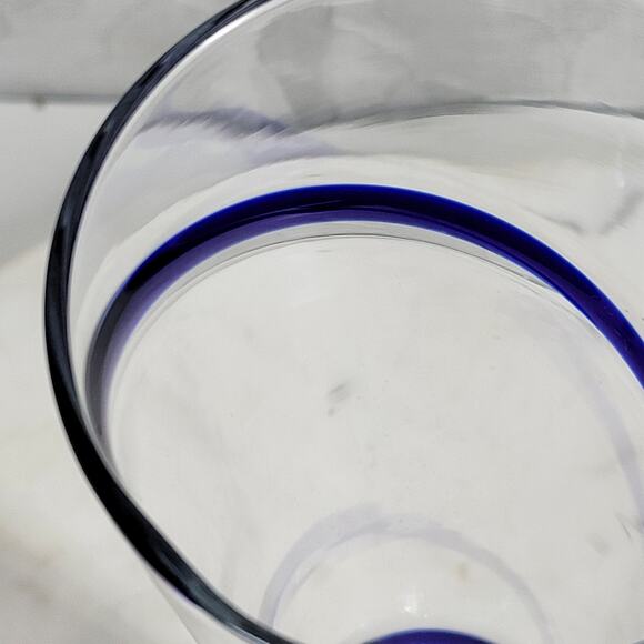 Pier 1 Swirline Pilsner Glass Pair 10" Cobalt Blue Handblown Set‎ of 2 - Picture 7 of 10